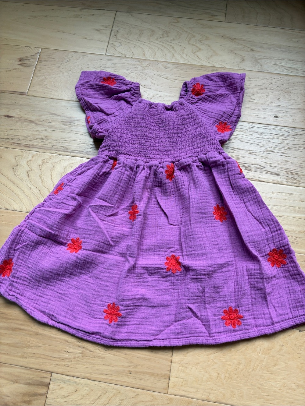 Cat & Jack Purple Dress with Red Floral Embroidery